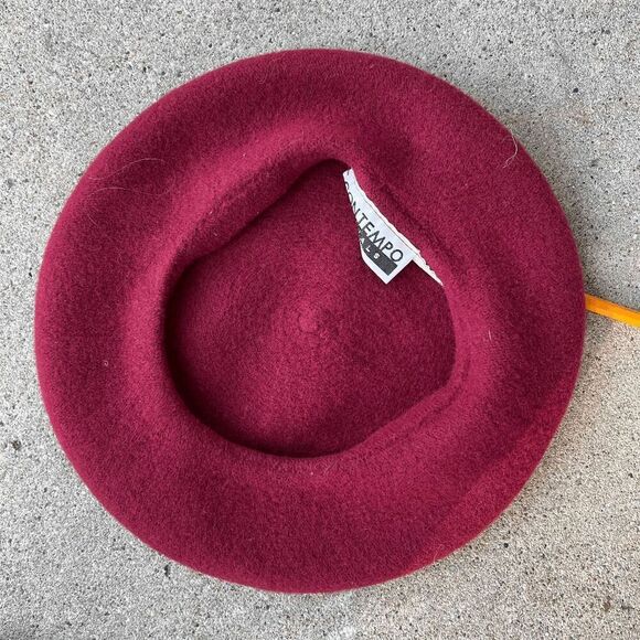 Berry Red Vintage Wool Baret by Contemporary Casuals - French, Clean, Winter - Picture 7 of 7